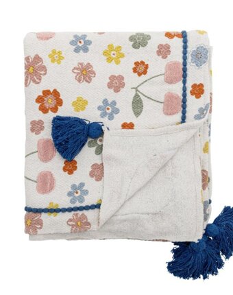 Плед Блумингвиль МИНИ (Bloomingville MINI) "Вишня", вишни на кремовом, 160 х 130 см детям