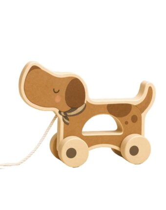 Игрушка деревянная в виде собаки на колесах Mrs. Ertha "Poppy", коричневая детям
