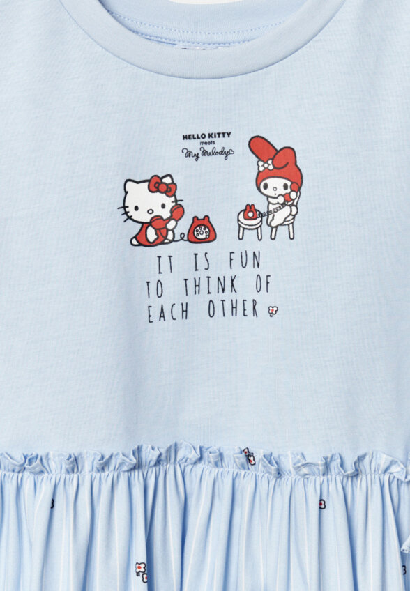 Комбинированное платье с принтом Hello Kitty и My Melody для девочек