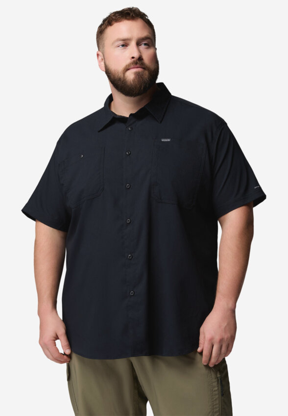 Рубашка с коротким рукавом мужская Columbia Silver Ridge Utility II SS, Plus Size, Черный