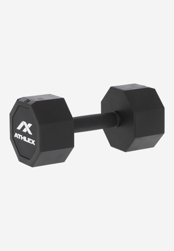 Гантель гексагональная обрезиненная Athlex, 10 кг, Черный