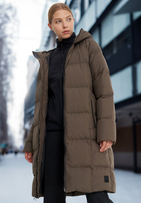Пальто пуховое женское Jack Wolfskin Frozen Lake, Коричневый