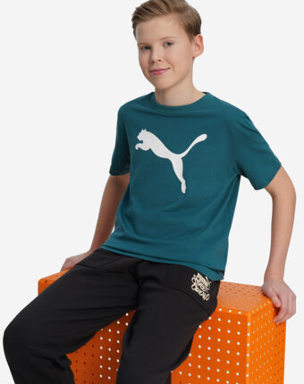 Футболка для мальчиков PUMA Ess Cat Logo, Зеленый женщинам