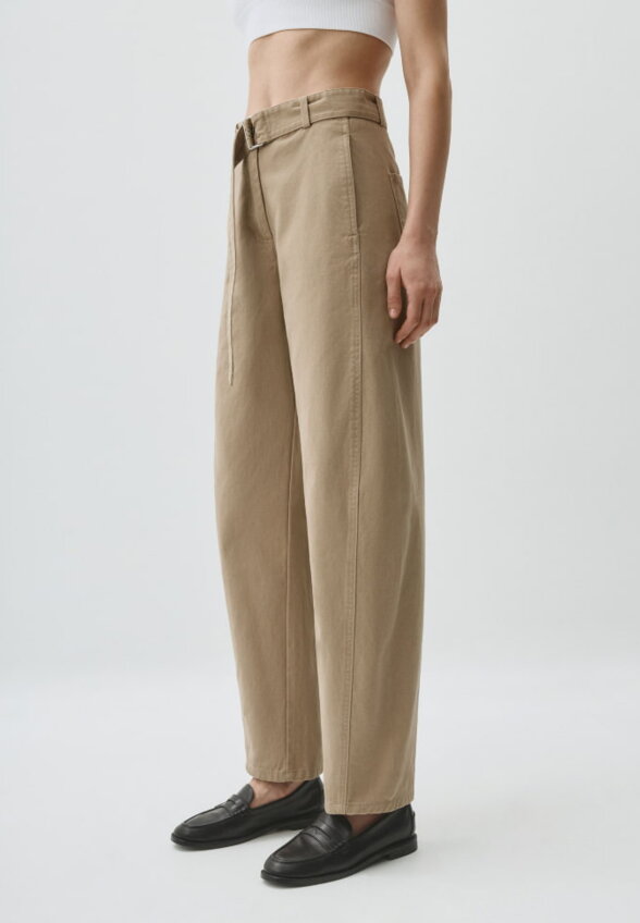 Хлопковые брюки Slouchy с поясом на талии