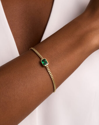 Серебряный браслет Элизабет с фианитом в покрытии желтое золото MIE женщинам