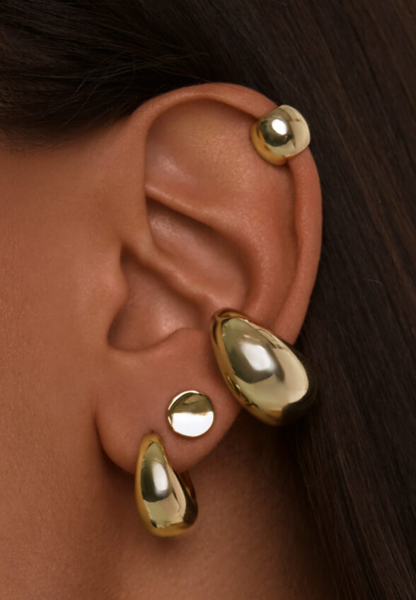 Серебряные круглые серьги в покрытии желтое золото MIE