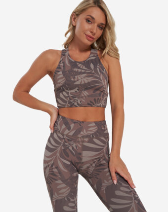 Топ бра спортивный Demix HighFlow Yoga Longline Gfx, Коричневый женщинам