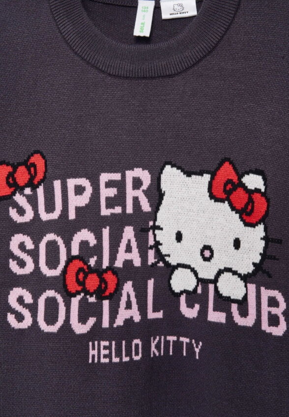 Вязаный джемпер в стиле гранж с Hello Kitty для девочек
