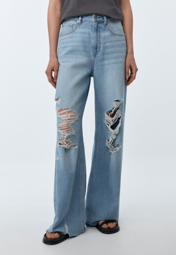 Рваные джинсы Wide Leg
