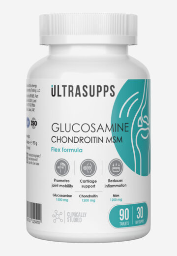 Комплекс Глюкозамин + Хондроитин + МСМ Ultrasupps, 90 шт, Белый