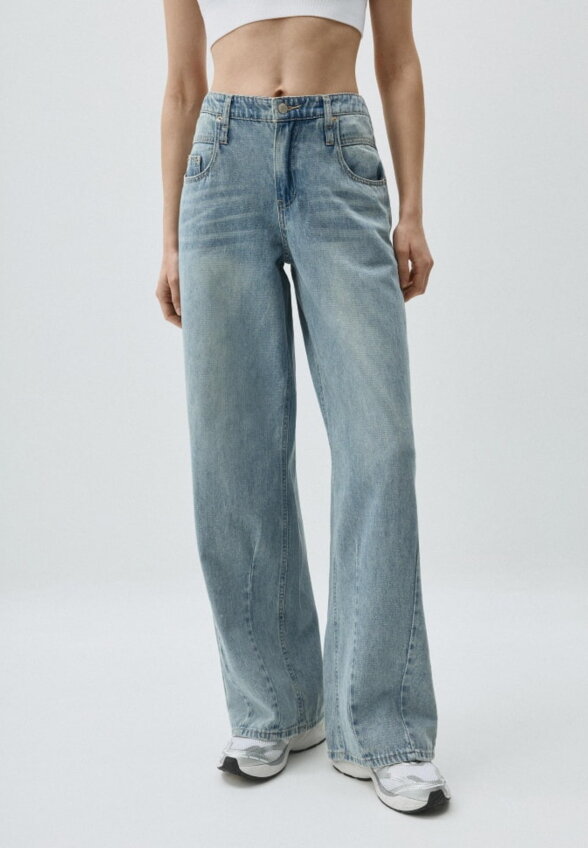 Джинсы Wide Leg с рельефными швами