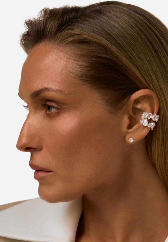 Серебряный кафф ЭРОС с горным хрусталем MIE