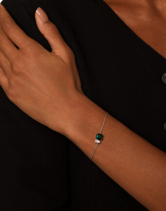 Браслет из серебра АУРА с выращенным изумрудом MIE женщинам