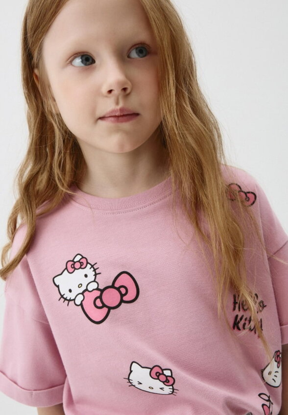 Футболка оверсайз с принтом Hello Kitty для девочек