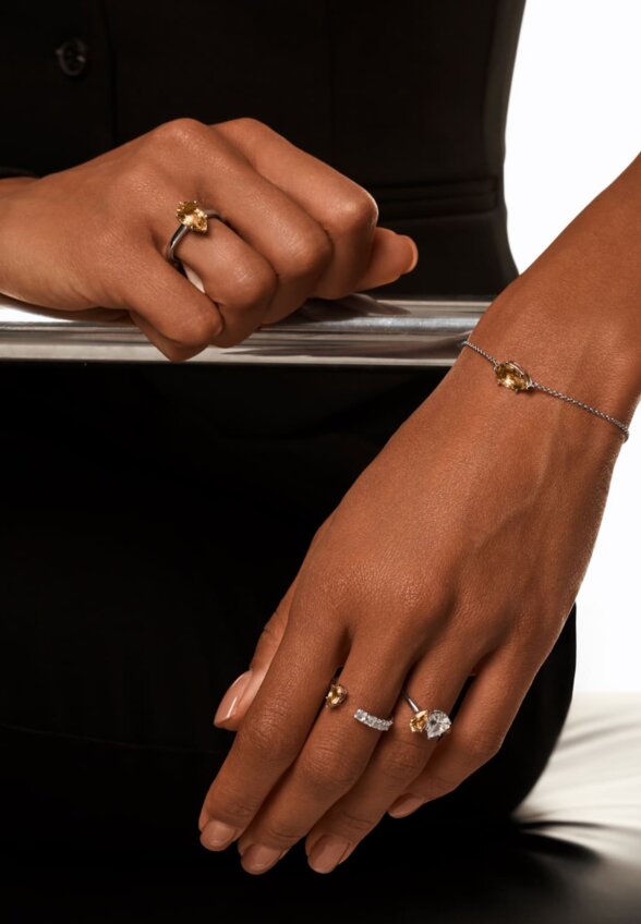 Серебряное кольцо ЭЙФОРИЯ с цитрином и фианитом MIE