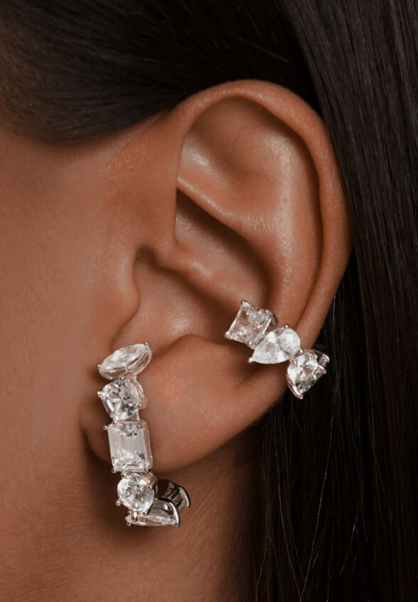 Серебряные серьги-скобы ГРАЦИЯ с фианитами MIE