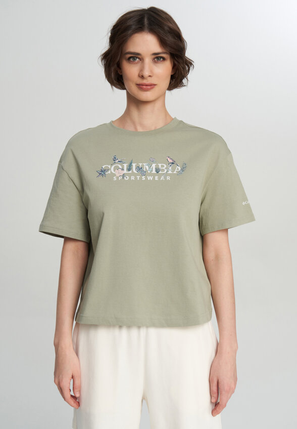 Футболка женская Columbia Rolling Bend Graphic Relaxed Crop SS, Зеленый