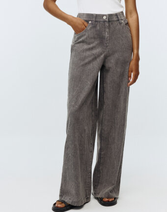 Прямые брюки из хлопка со стиркой женщинам