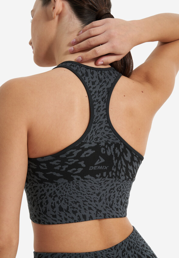 Топ бра спортивный Demix HighFlow Yoga Seamless Longline, Черный