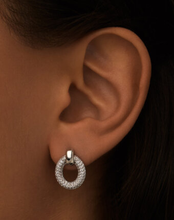 Серебряные серьги–пусеты с фианитами MIE женщинам