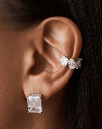 Серебряные крупные серьги ГРАЦИЯ с фианитом MIE женщинам