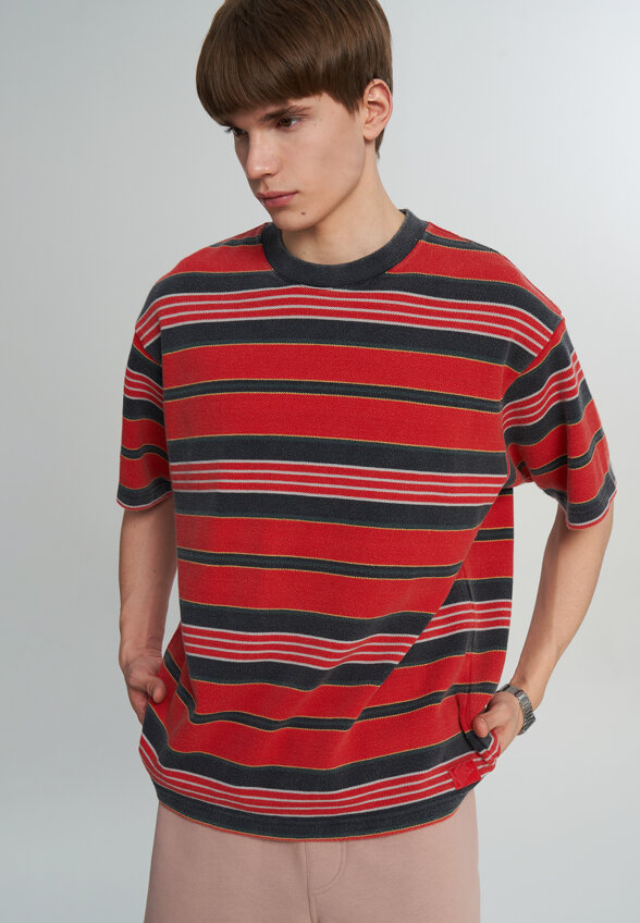 Футболка мужская Vans LX Pique Stripe SS, Красный