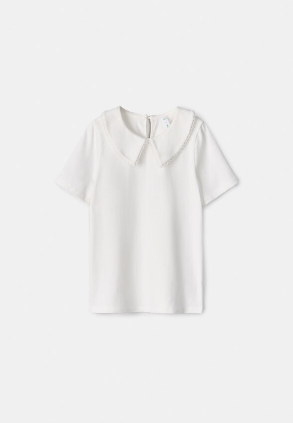 Трикотажная блузка с воротником для девочек