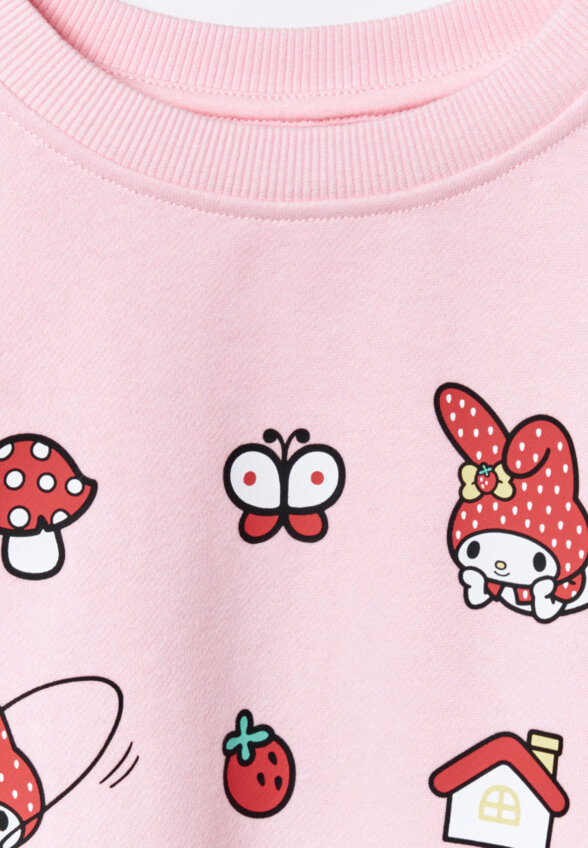 Свитшот оверсайз с принтом Hello Kitty My Melody для девочек