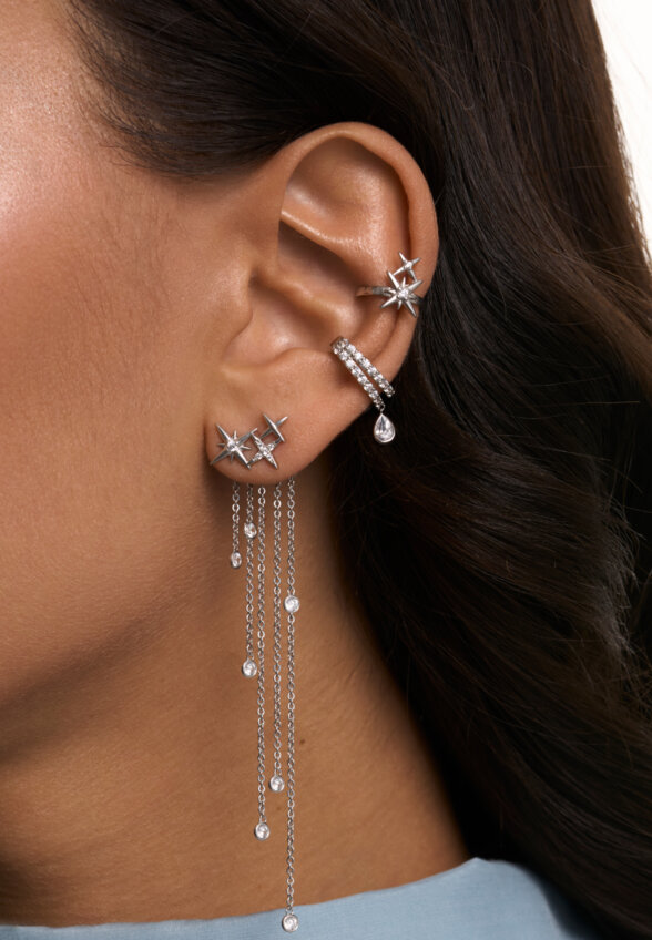 Длинные серьги джекеты с фианитами Галактика MIE