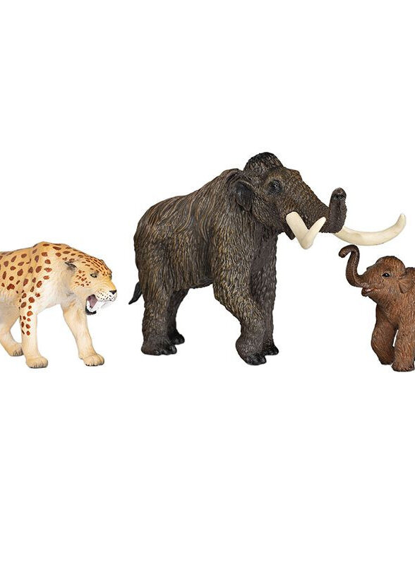Набор фигурок доисторических животных KONIK мамонт, мамонтенок, смилодон