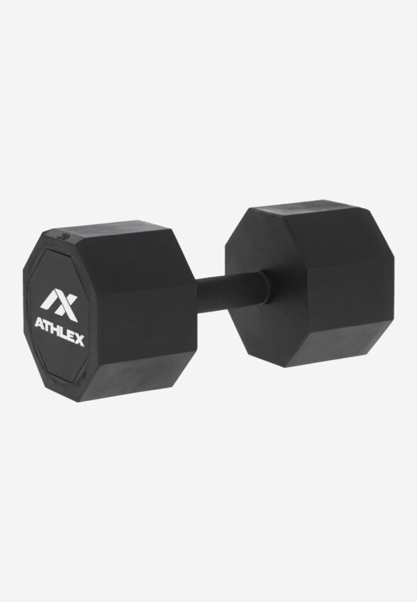 Гантель гексагональная обрезиненная Athlex, 30 кг, Черный