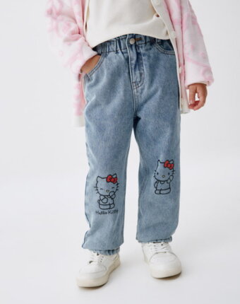 Утепленные джинсы Paperbag fit с Hello Kitty для девочек детям
