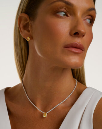 Теннисное серебряное колье ЭЙФОРИЯ с цитрином MIE женщинам