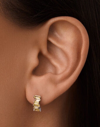 Миниатюрные серьги-конго с желтыми фианитами MIESTILO  MIE женщинам